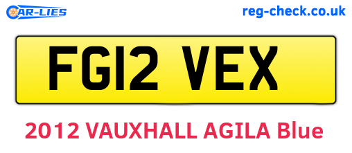 FG12VEX are the vehicle registration plates.
