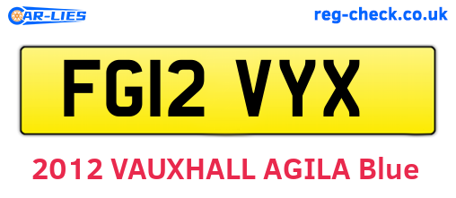 FG12VYX are the vehicle registration plates.