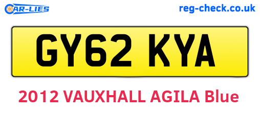 GY62KYA are the vehicle registration plates.
