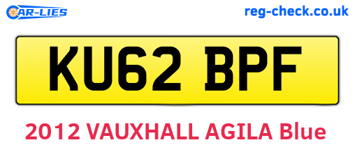 KU62BPF are the vehicle registration plates.