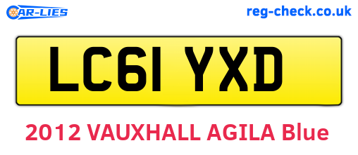 LC61YXD are the vehicle registration plates.