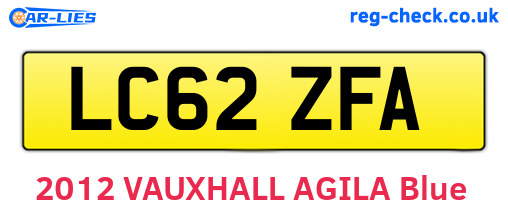 LC62ZFA are the vehicle registration plates.