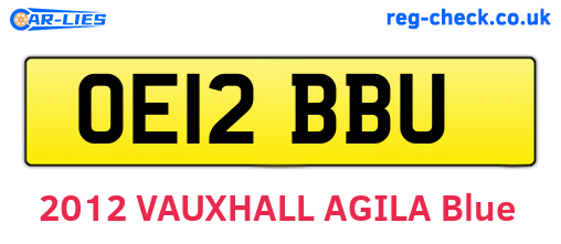 OE12BBU are the vehicle registration plates.
