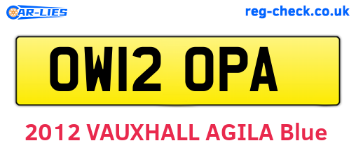 OW12OPA are the vehicle registration plates.