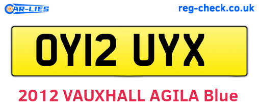 OY12UYX are the vehicle registration plates.