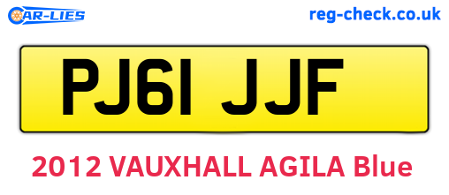 PJ61JJF are the vehicle registration plates.