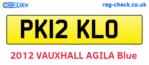 PK12KLO are the vehicle registration plates.