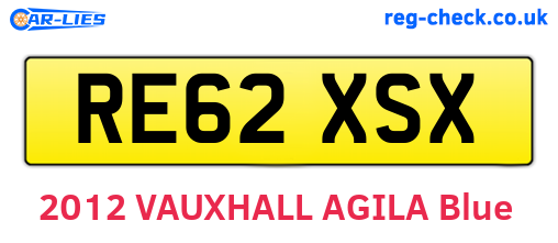 RE62XSX are the vehicle registration plates.