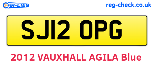 SJ12OPG are the vehicle registration plates.