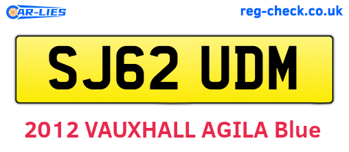 SJ62UDM are the vehicle registration plates.