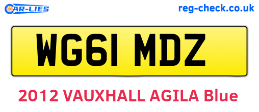 WG61MDZ are the vehicle registration plates.