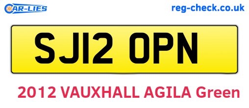 SJ12OPN are the vehicle registration plates.