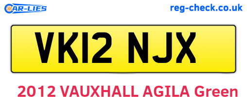 VK12NJX are the vehicle registration plates.