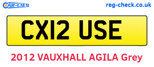 CX12USE are the vehicle registration plates.