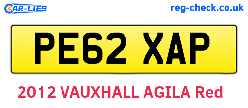 PE62XAP are the vehicle registration plates.