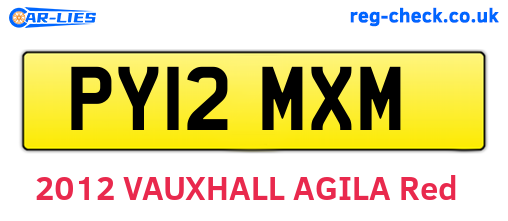 PY12MXM are the vehicle registration plates.