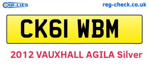 CK61WBM are the vehicle registration plates.