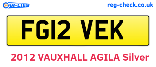 FG12VEK are the vehicle registration plates.