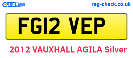 FG12VEP are the vehicle registration plates.