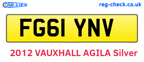 FG61YNV are the vehicle registration plates.