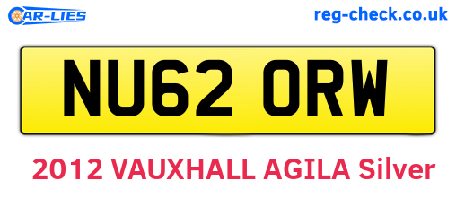 NU62ORW are the vehicle registration plates.