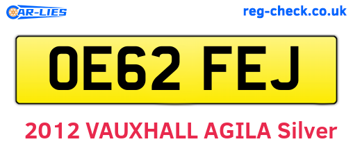 OE62FEJ are the vehicle registration plates.