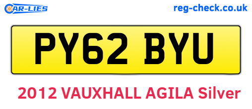 PY62BYU are the vehicle registration plates.
