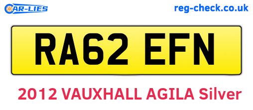 RA62EFN are the vehicle registration plates.