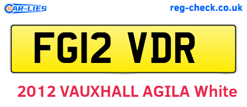 FG12VDR are the vehicle registration plates.