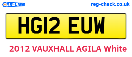 HG12EUW are the vehicle registration plates.