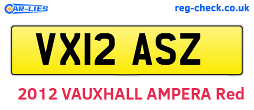 VX12ASZ are the vehicle registration plates.