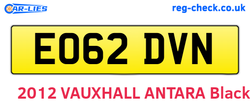EO62DVN are the vehicle registration plates.