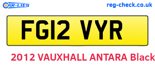 FG12VYR are the vehicle registration plates.