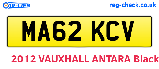 MA62KCV are the vehicle registration plates.