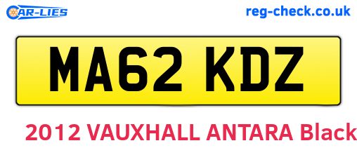 MA62KDZ are the vehicle registration plates.