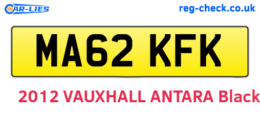 MA62KFK are the vehicle registration plates.