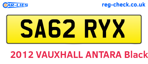 SA62RYX are the vehicle registration plates.