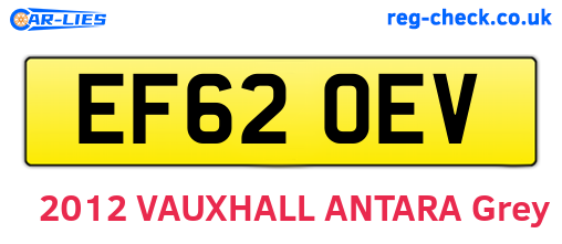 EF62OEV are the vehicle registration plates.