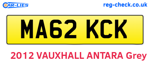 MA62KCK are the vehicle registration plates.