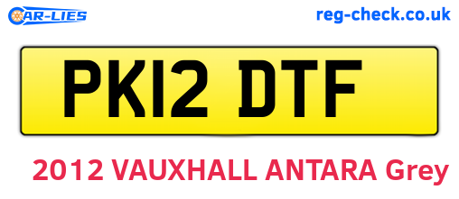 PK12DTF are the vehicle registration plates.