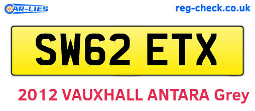 SW62ETX are the vehicle registration plates.