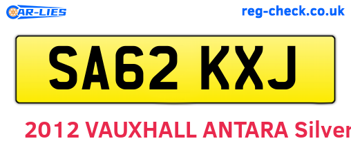 SA62KXJ are the vehicle registration plates.