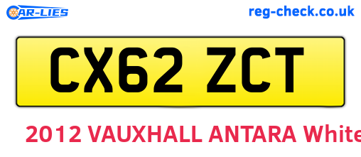CX62ZCT are the vehicle registration plates.