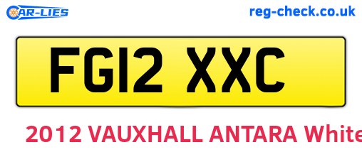 FG12XXC are the vehicle registration plates.