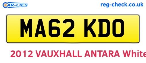 MA62KDO are the vehicle registration plates.