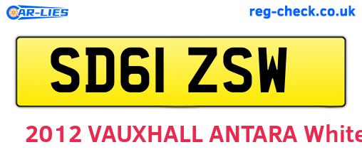 SD61ZSW are the vehicle registration plates.