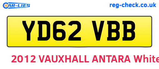 YD62VBB are the vehicle registration plates.