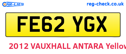 FE62YGX are the vehicle registration plates.