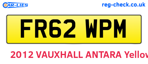 FR62WPM are the vehicle registration plates.