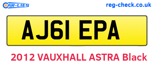 AJ61EPA are the vehicle registration plates.